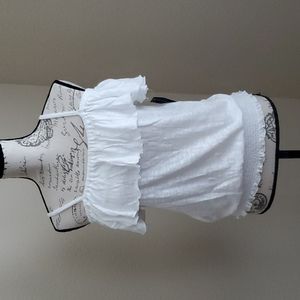 INC cold shoulder adjustable strap white top. SMALL NWT